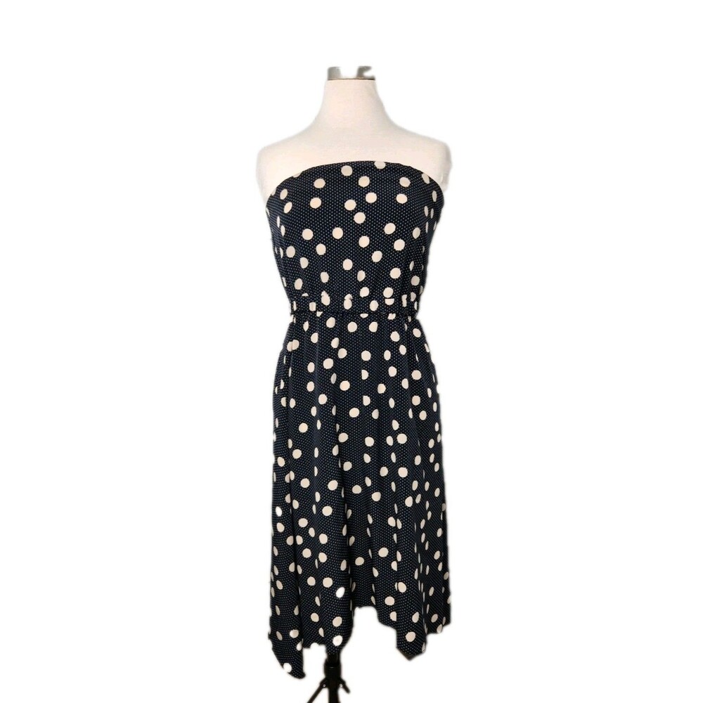 The Limited Polka Dress Black Strapless Womens S Asymmetrical Retro Whimsical